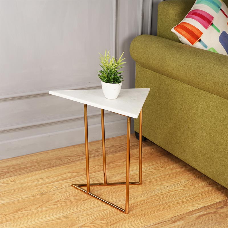 Marbled Steel Triangle Nesting Small Size Tables | Multiple Colors