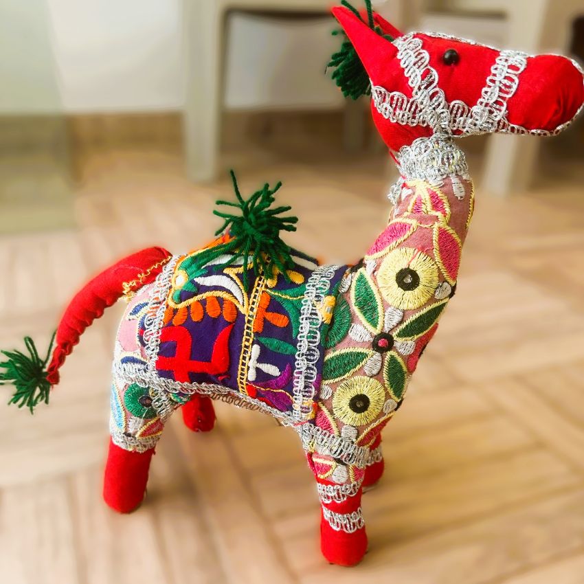 Delightful Multicolor Embroidered Camel Showpieces | 15 x 5 x 13 inches