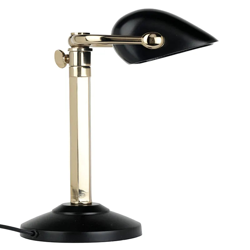 Handcrafted Black/Gold Adjustable Banker's Table Lamp Default Title