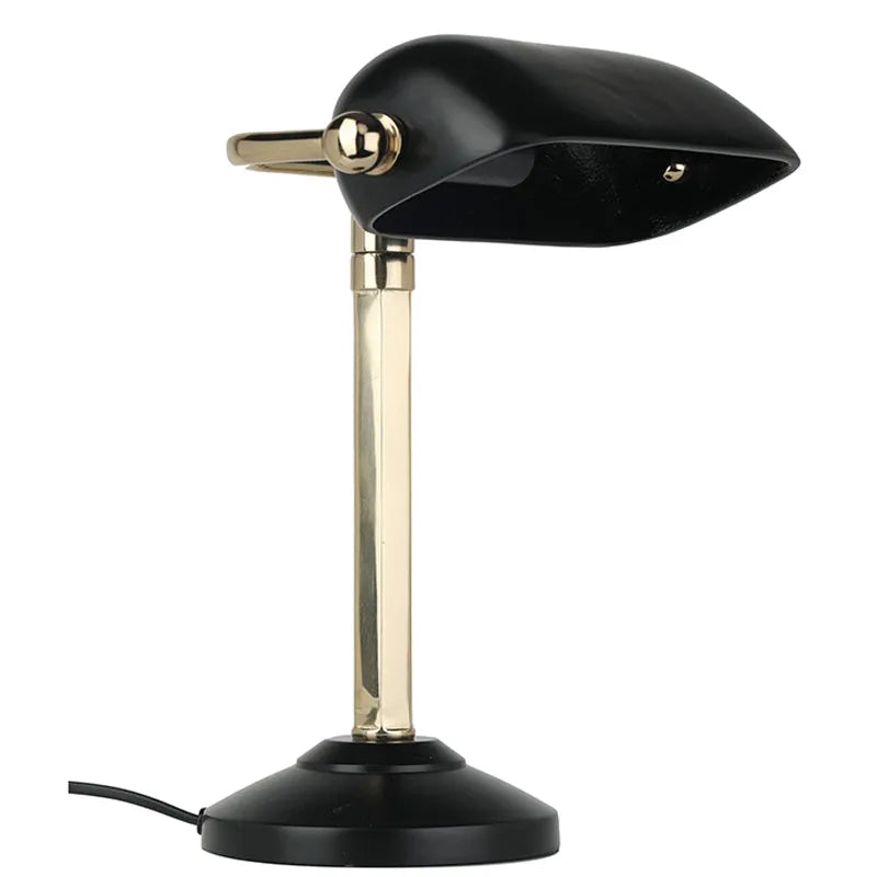 Handcrafted Black/Gold Adjustable Banker's Table Lamp Default Title