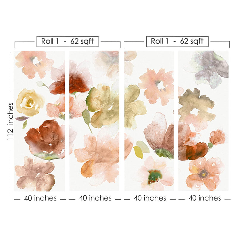 Red Painted Style Water Color Big Floral Wallpaper | Multiple Options Soft feel