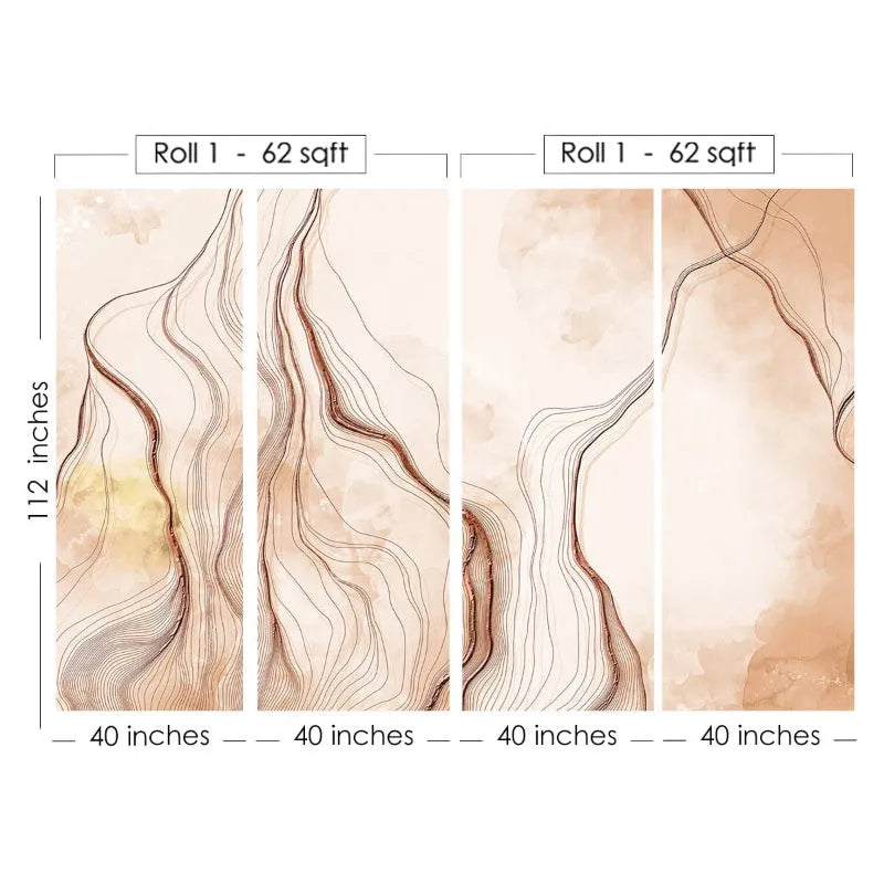 Marble With Gold Color Lines Wallpaper With 3D Design | Multiple Options Soft feel