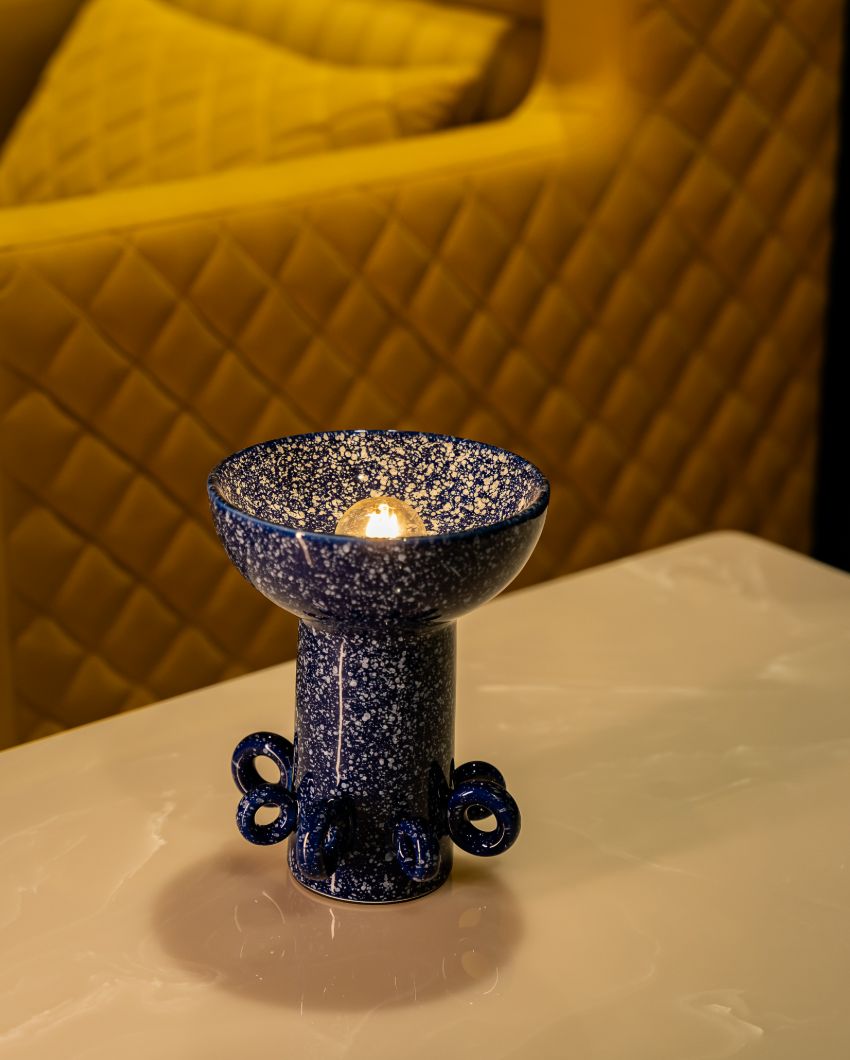 Classic Style Ceramic Blue Goblet Blue White Table Lamp | 8 x 6 inches
