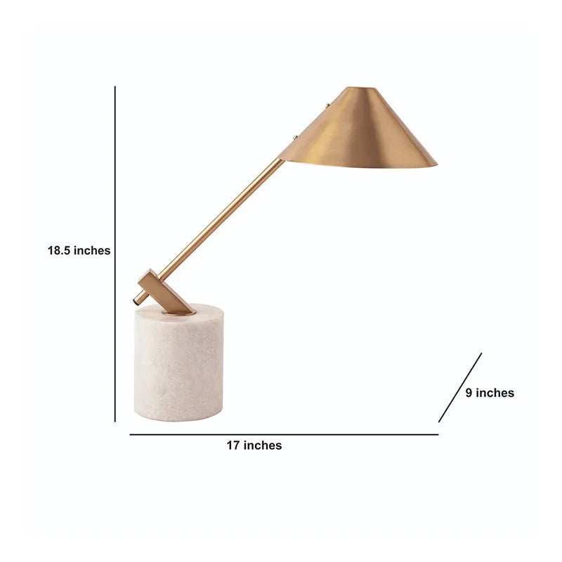 Gold Metal Cone Shade Lamp With White Marble Base Default Title