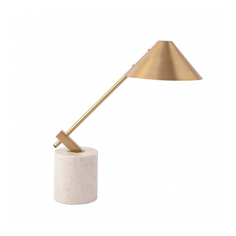 Gold Metal Cone Shade Lamp With White Marble Base Default Title