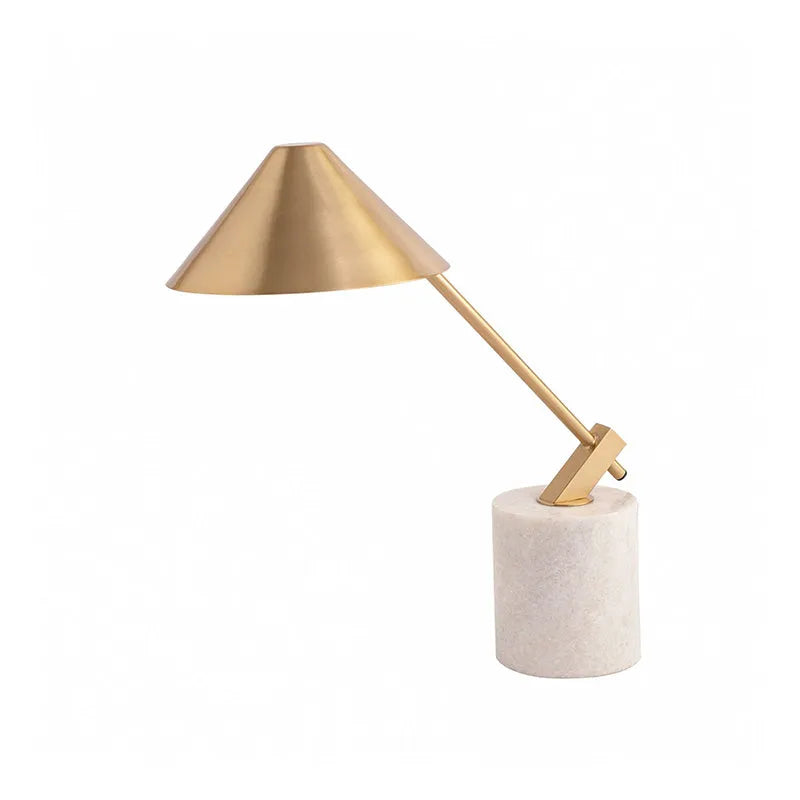 Gold Metal Cone Shade Lamp With White Marble Base Default Title