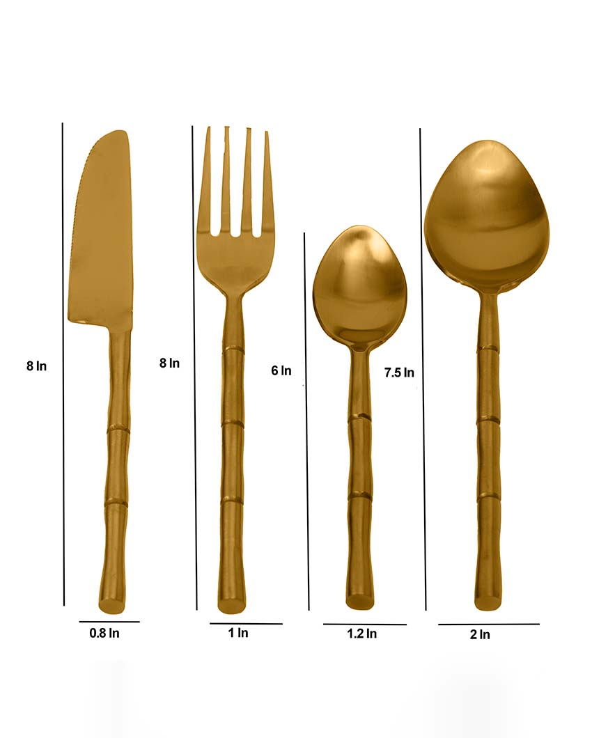 Bamboo Elegance Cutleries | Set Of 16 Gold