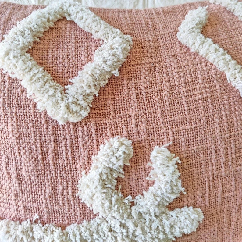 Blush Tufted Cotton Cushion Cover (Single)