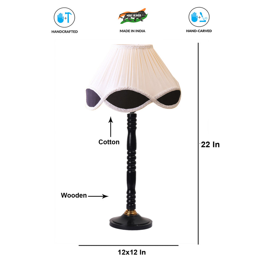 Refined Off-White Wood Table Lamp with Shade Without Bulb | 12 x 22 inches