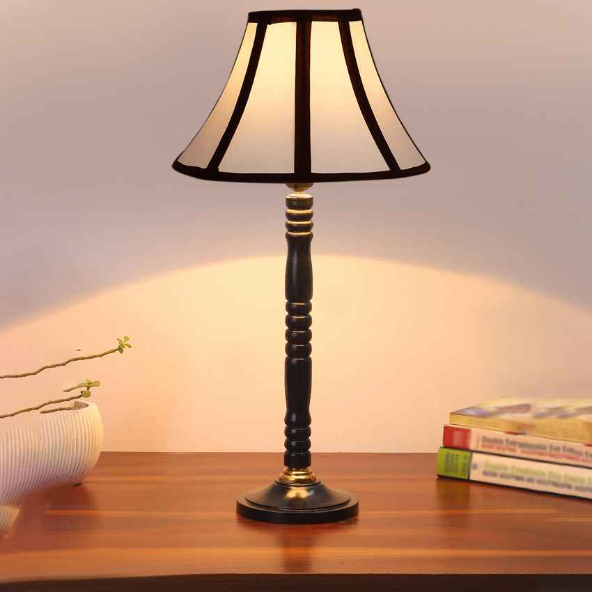 Dynamically Vibrant Multicolor Wood Table Lamp with Shade Without Bulb | 12 x 21 inches