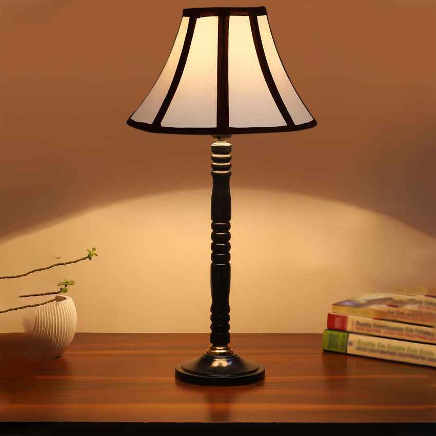 Dynamically Vibrant Multicolor Wood Table Lamp with Shade Without Bulb | 12 x 21 inches