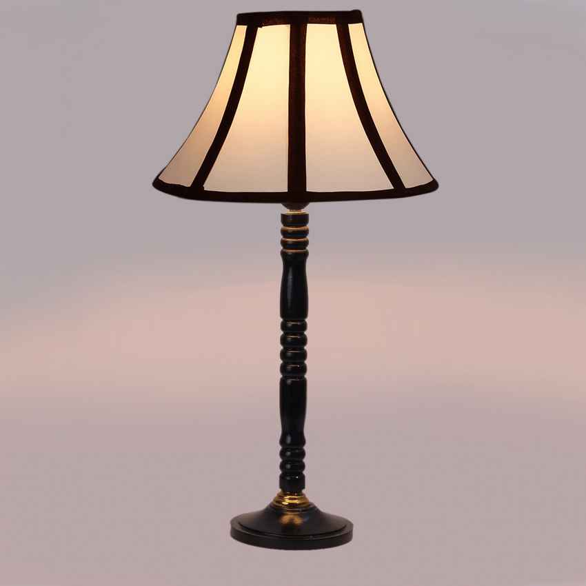 Dynamically Vibrant Multicolor Wood Table Lamp with Shade Without Bulb | 12 x 21 inches
