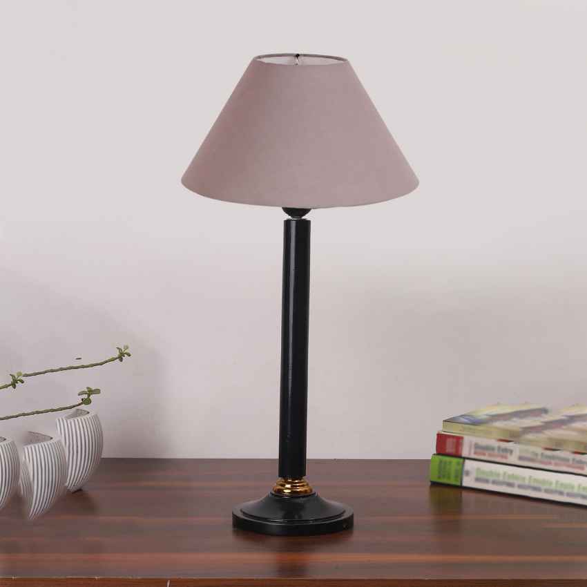 Refined Sophisticated Grey Wood Table Lamp with Shade Without Bulb | 10 x 20 inches