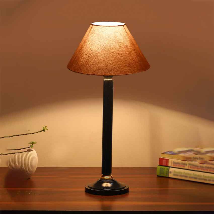 Refined Sophisticated Grey Wood Table Lamp with Shade Without Bulb | 10 x 20 inches