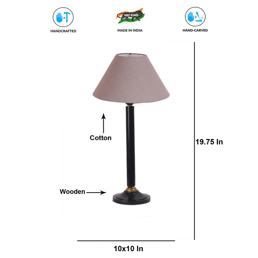 Refined Sophisticated Grey Wood Table Lamp with Shade Without Bulb | 10 x 20 inches