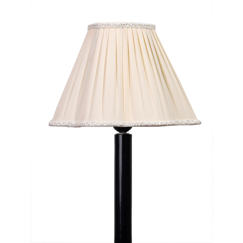 Clean Fresh Off-White Wood Table Lamp with Shade Without Bulb | 12 x 21 inches