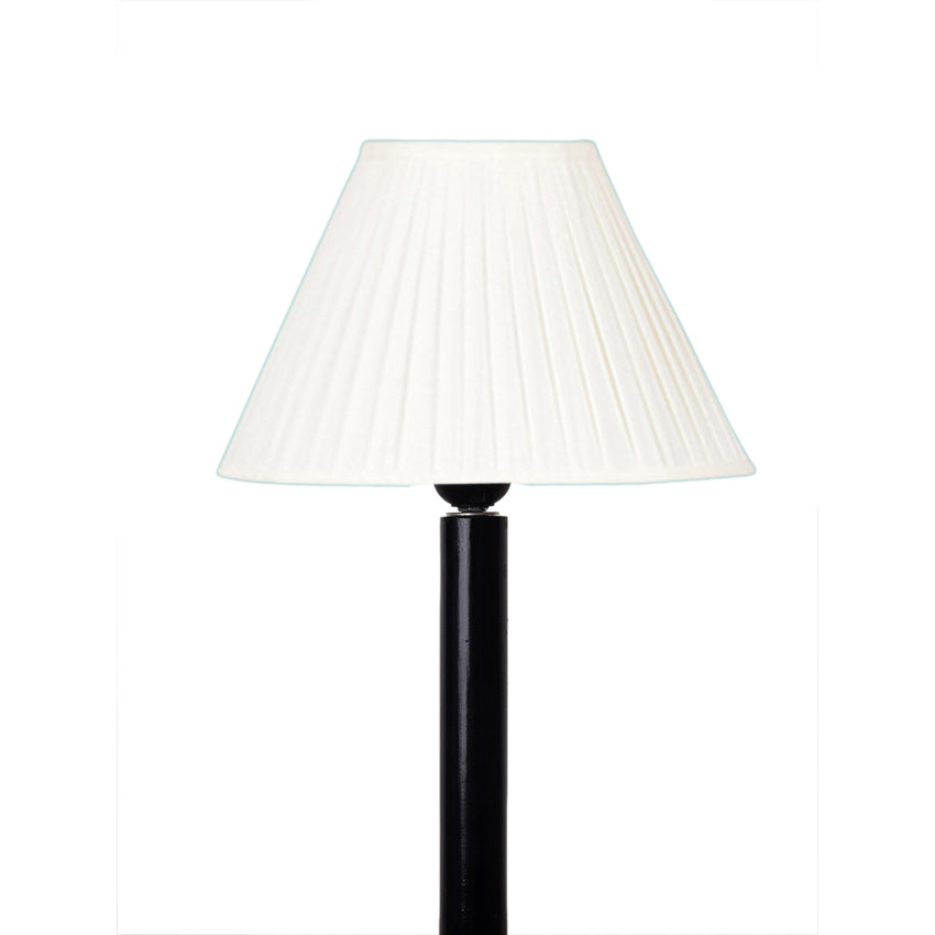 Simple Off-White Wood Table Lamp with Shade Without Bulb | 12 x 21 inches