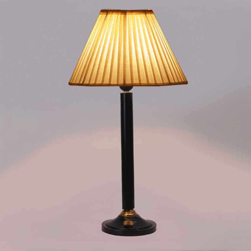 Simple Off-White Wood Table Lamp with Shade Without Bulb | 12 x 21 inches
