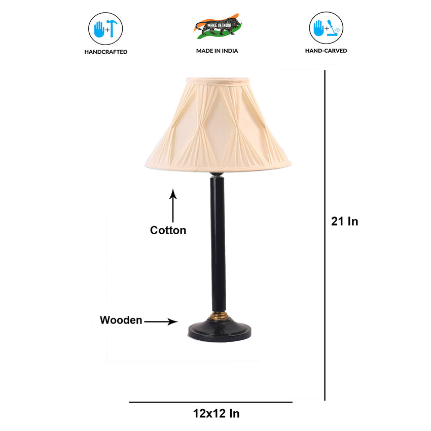 Minimalist Off-White Wood Table Lamp with Shade Without Bulb | 12 x 21 inches