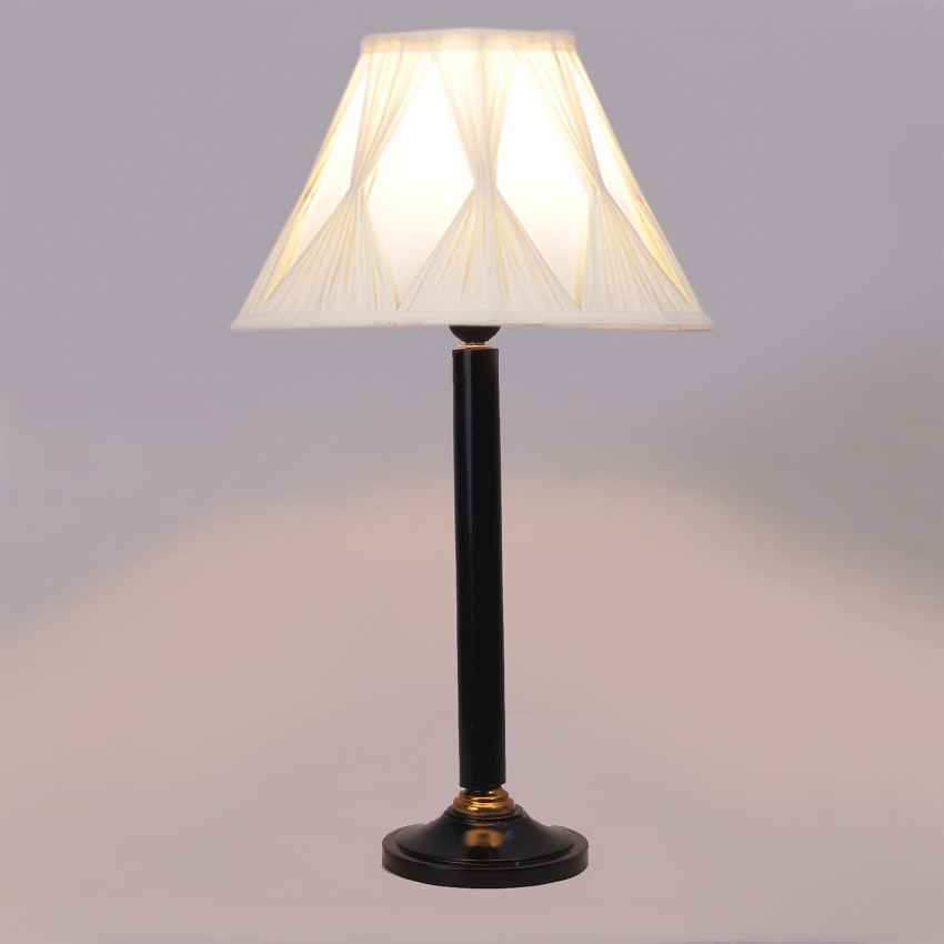 Minimalist Off-White Wood Table Lamp with Shade Without Bulb | 12 x 21 inches