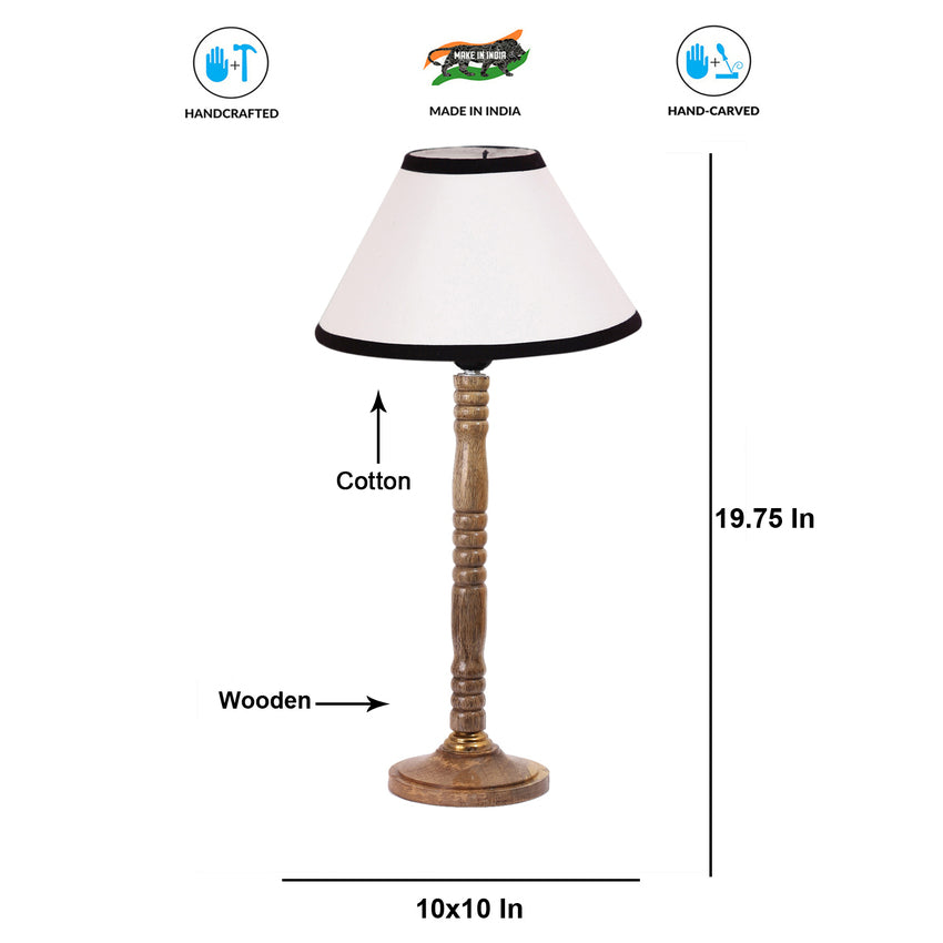 Bold White & Black Wood Table Lamp with Shade Without Bulb | 10 x 20 inches