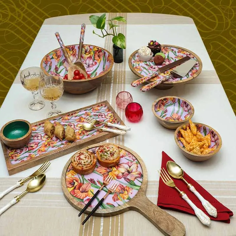 Gladiolus Harmony Print Stainless Steel Cake Server | Set Of 2 Default Title