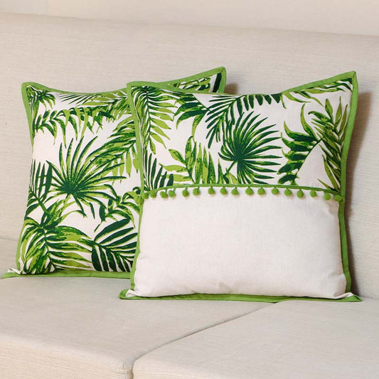 Tropical Paradise Cotton Cushion Covers | Set Of 2 | 16 x 16 inches