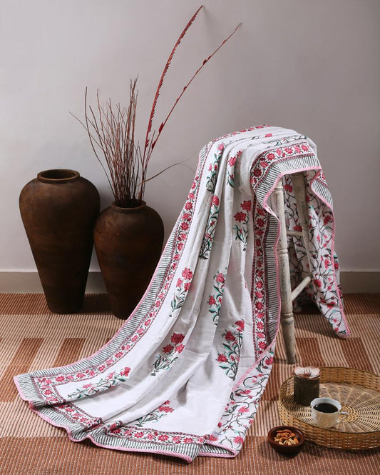 Hand Crafted Printed Cotton Reversible Double Dohar Style 1