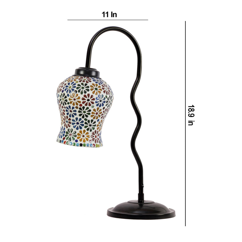 Charming Multicolor Metal Table Lamp with Shade Without Bulb | 11 x 4 x 19 inches