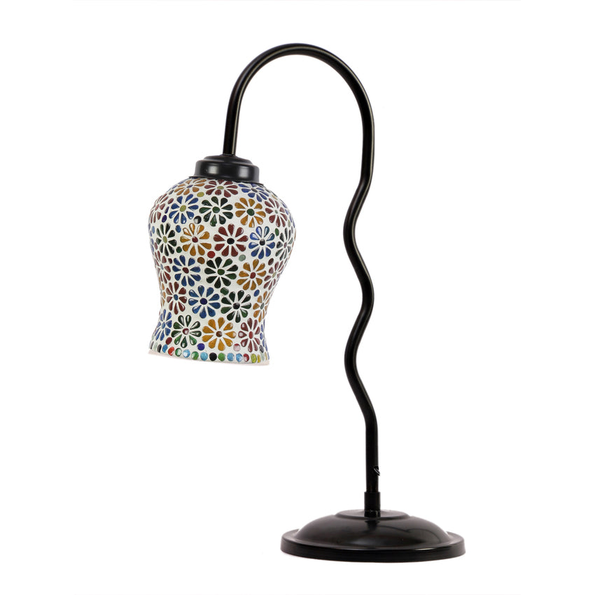 Charming Multicolor Metal Table Lamp with Shade Without Bulb | 11 x 4 x 19 inches