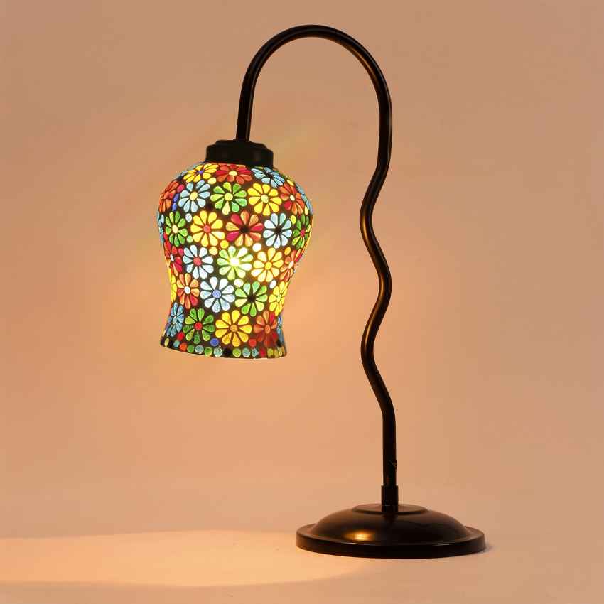Charming Multicolor Metal Table Lamp with Shade Without Bulb | 11 x 4 x 19 inches