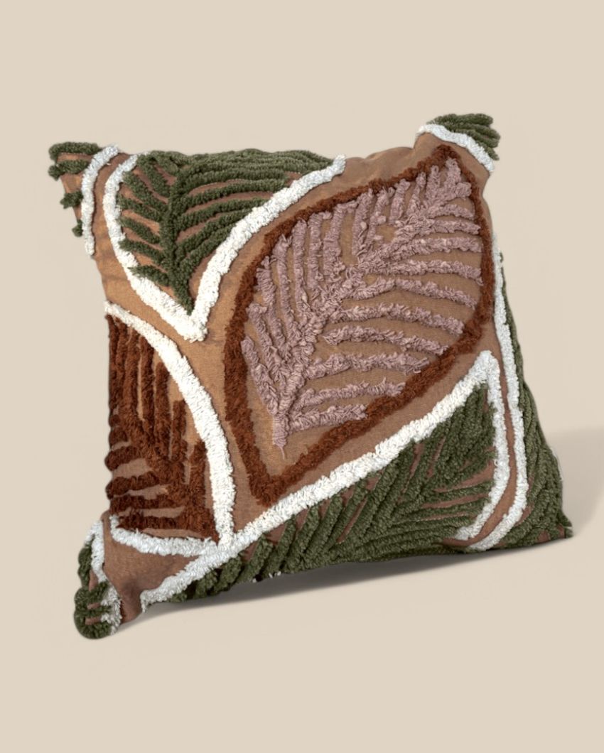 Whimsical Autumn Fern Tufted Cushion Cover | 18 x 18 inches