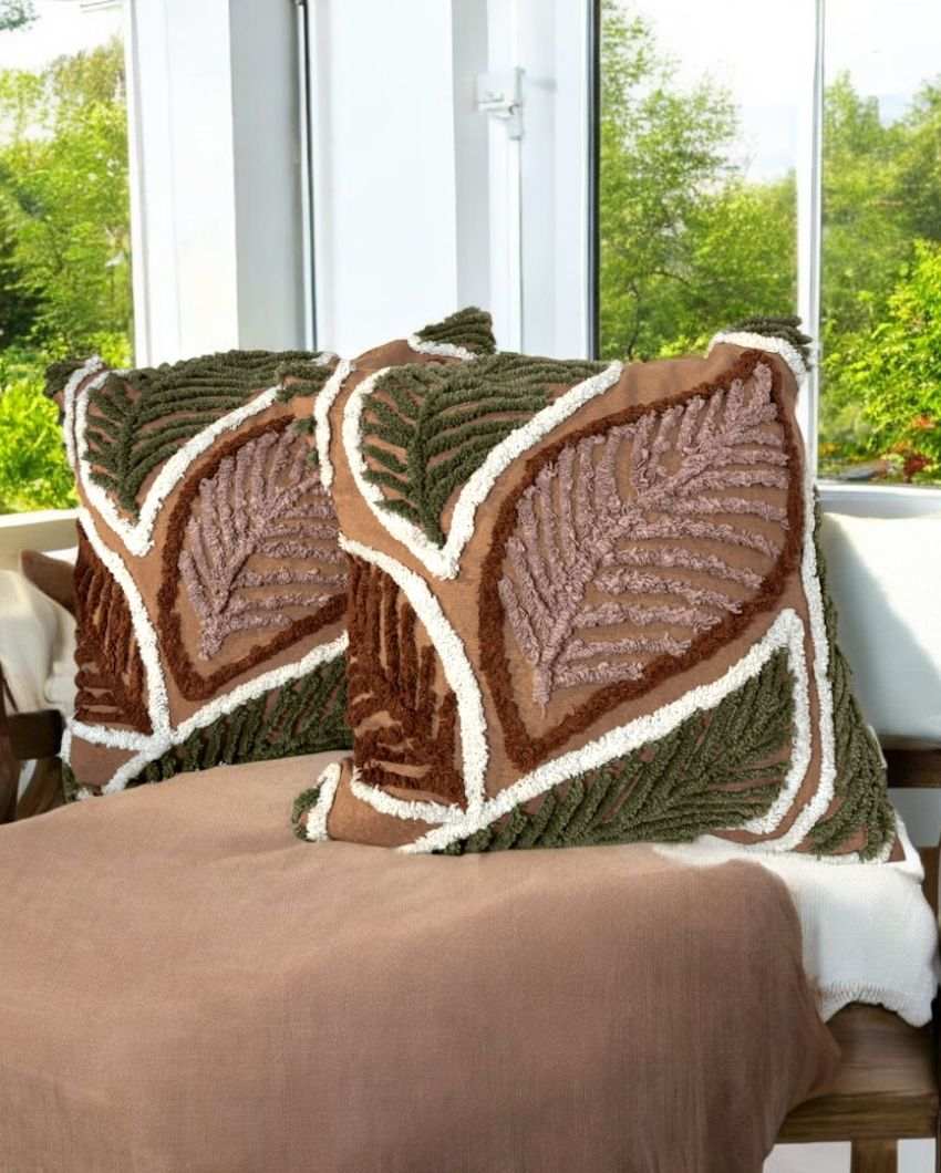Whimsical Autumn Fern Tufted Cushion Cover | 18 x 18 inches