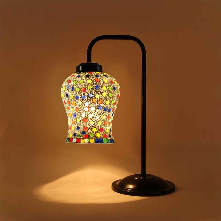 Artistic Multicolor Metal Table Lamp with Shade Without Bulb | 8 x 4 x 16 inches