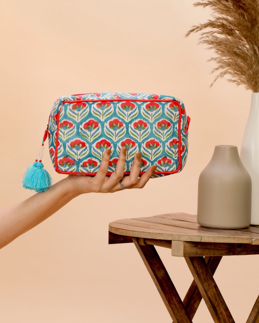 Elegant and Functional Izhar Multi-Utility Cotton Pouch | 9 x 4.5 x 0.5 inches