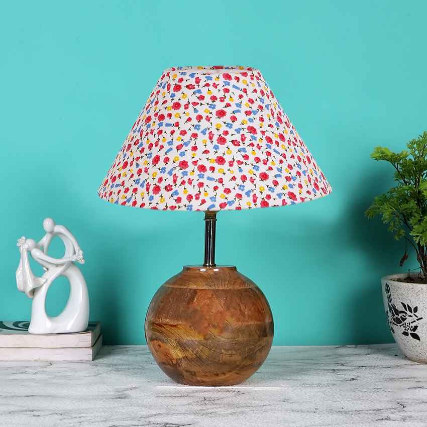 Vivid Vibrant Multicolor Wood Table Lamp with Shade Without Bulb | 10 x 13 inches