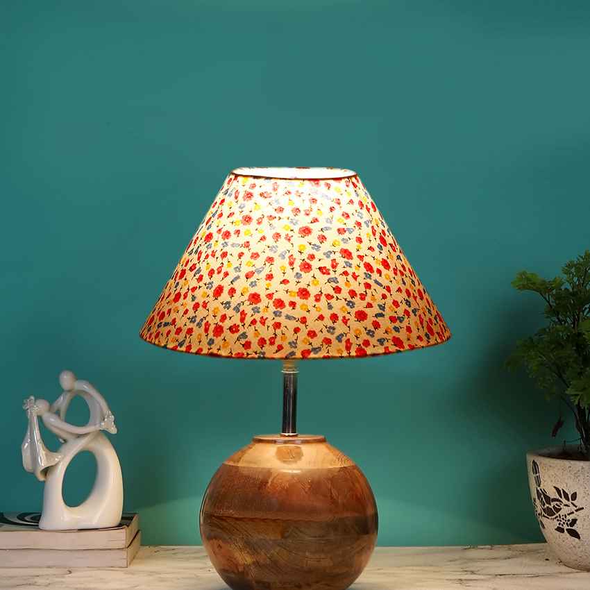 Vivid Vibrant Multicolor Wood Table Lamp with Shade Without Bulb | 10 x 13 inches