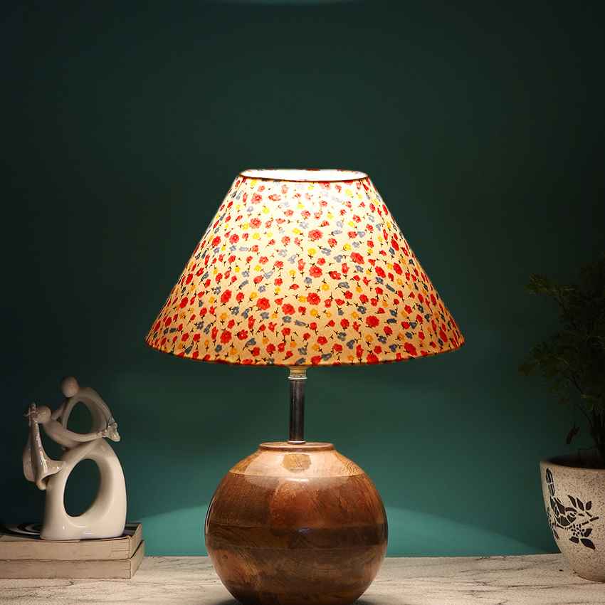Vivid Vibrant Multicolor Wood Table Lamp with Shade Without Bulb | 10 x 13 inches