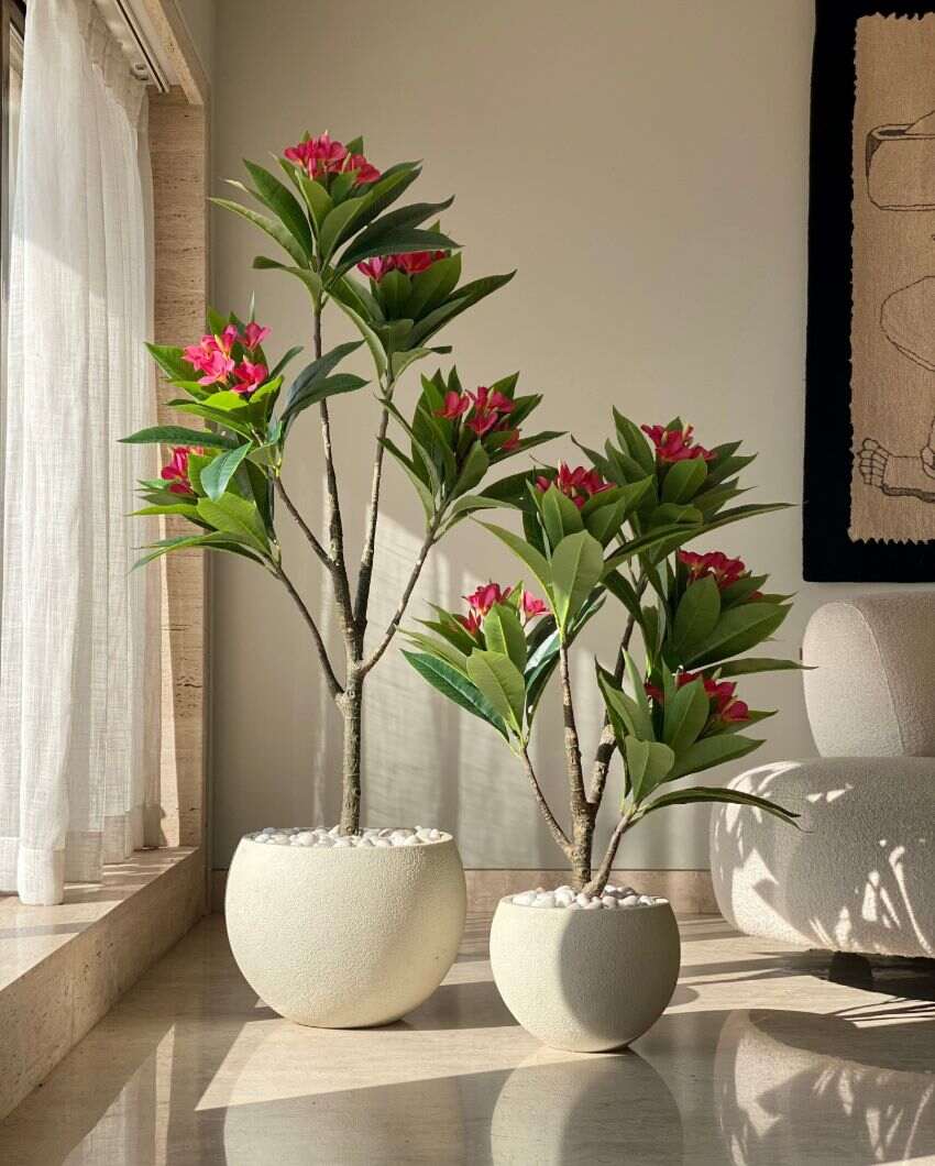 Artificial Frangipani Puce Plant | Pot not included
