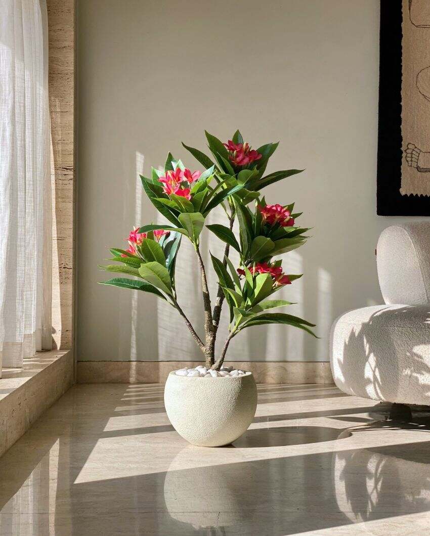 Artificial Frangipani Puce Plant | Pot not included