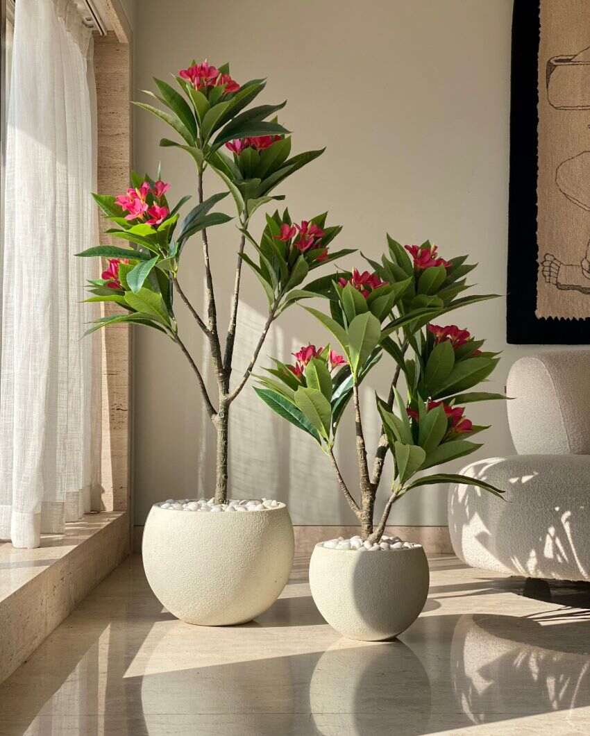 Artificial Frangipani Puce Plant | Pot not included