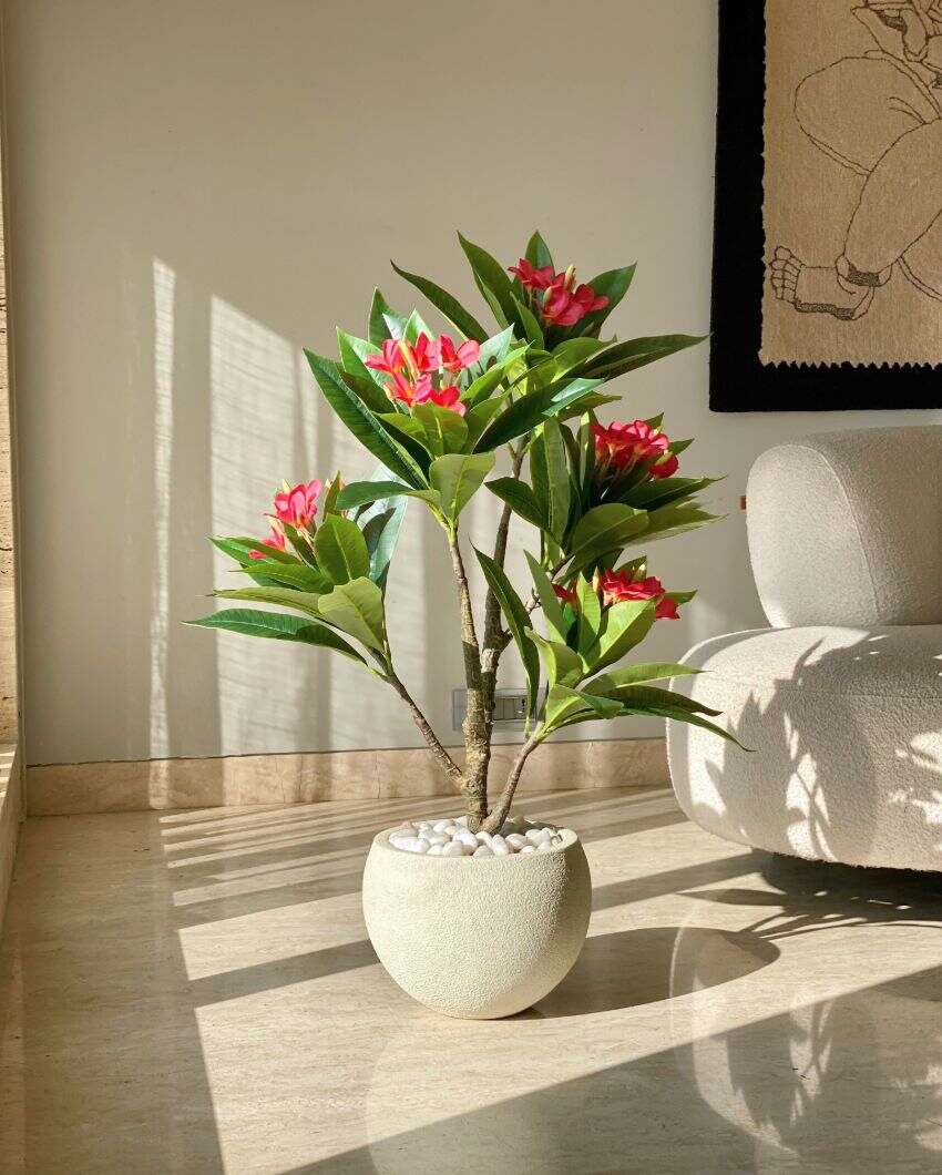 Artificial Frangipani Puce Plant | Pot not included