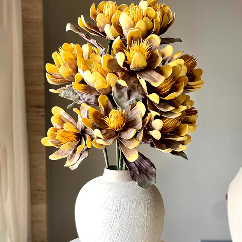 Warm Artificial Amber Ombre Corolla Stem Without Vase | 3.5 Feet