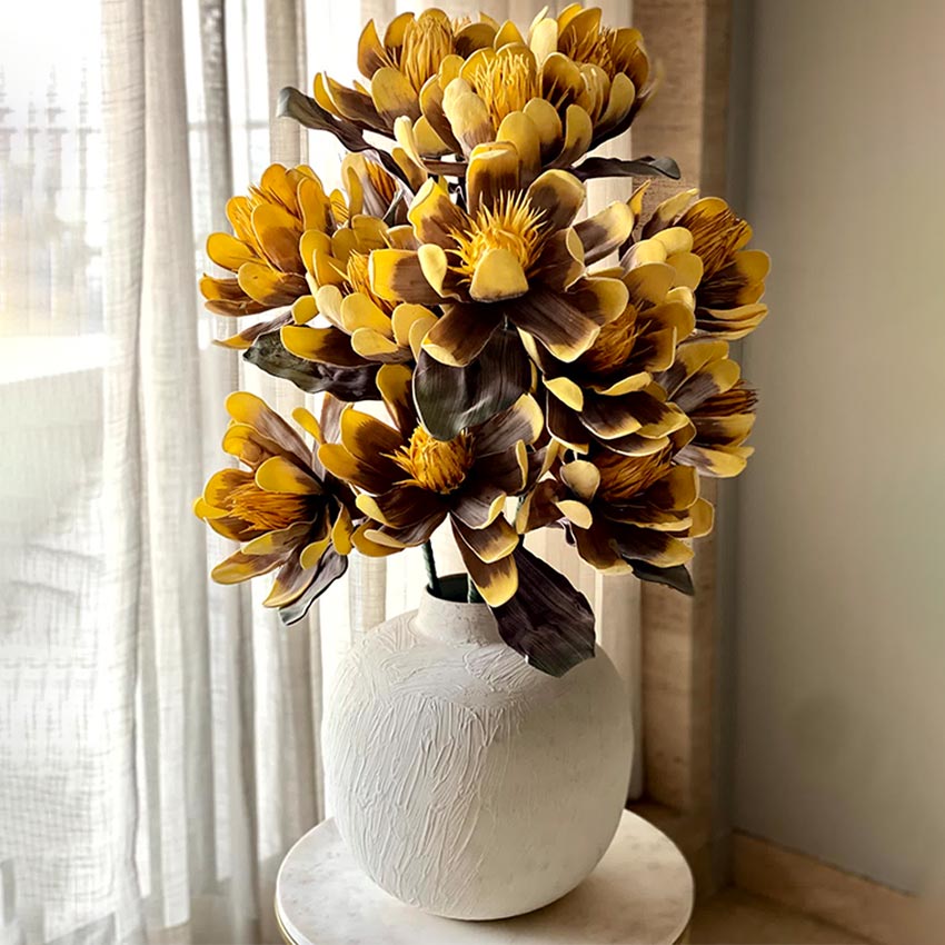 Warm Artificial Amber Ombre Corolla Stem Without Vase | 3.5 Feet