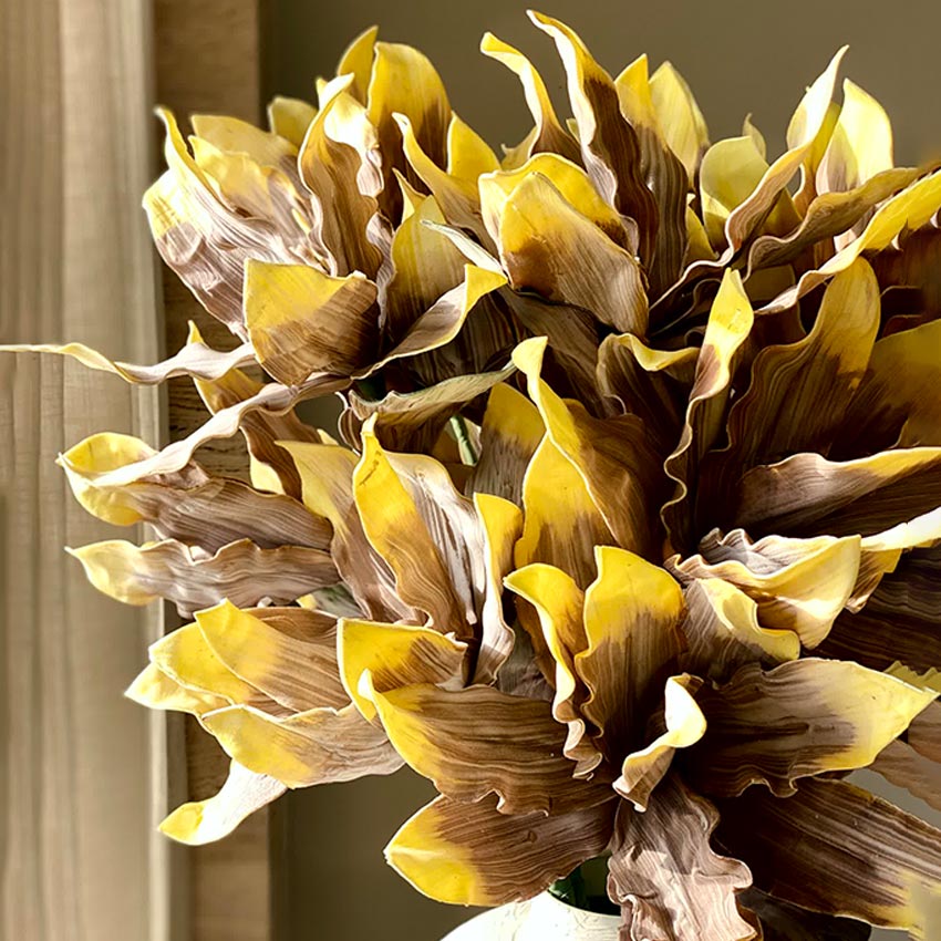 Warm Artificial Amber Ombre Magnolia Stem Without Vase | 3.3 Feet