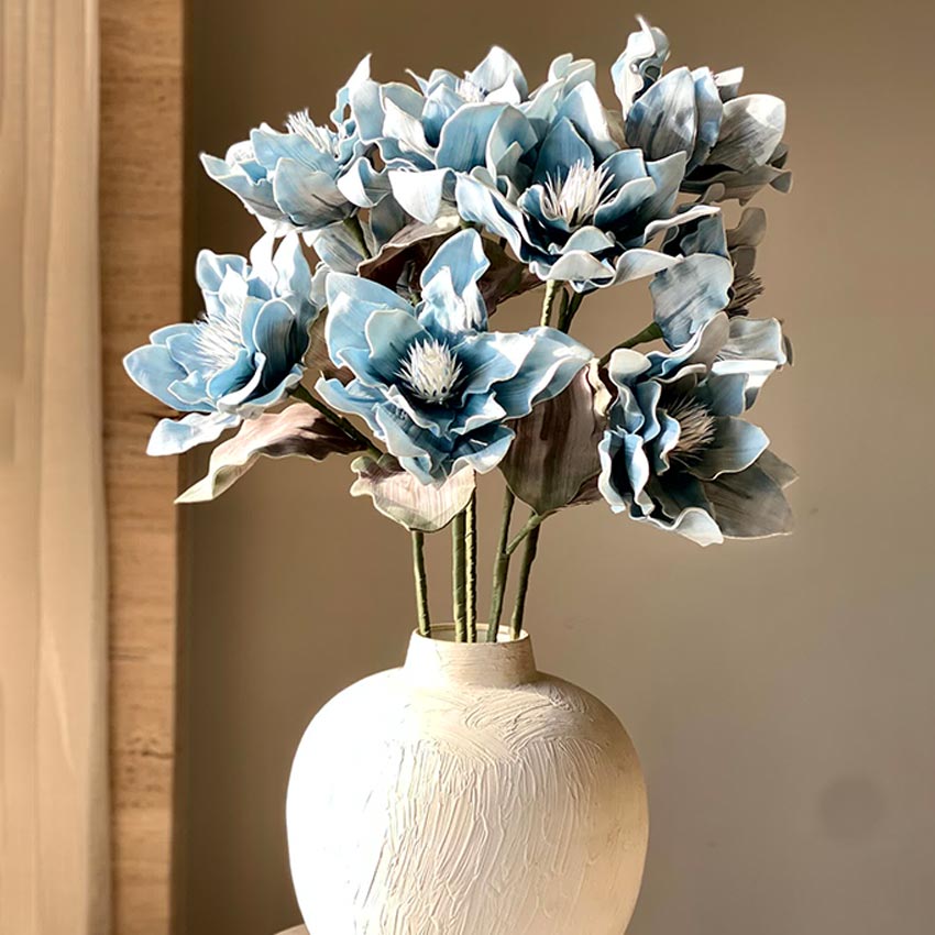 Artistic Artificial Blue Ombre Dahlia Stem Without Vase | 3 Feet