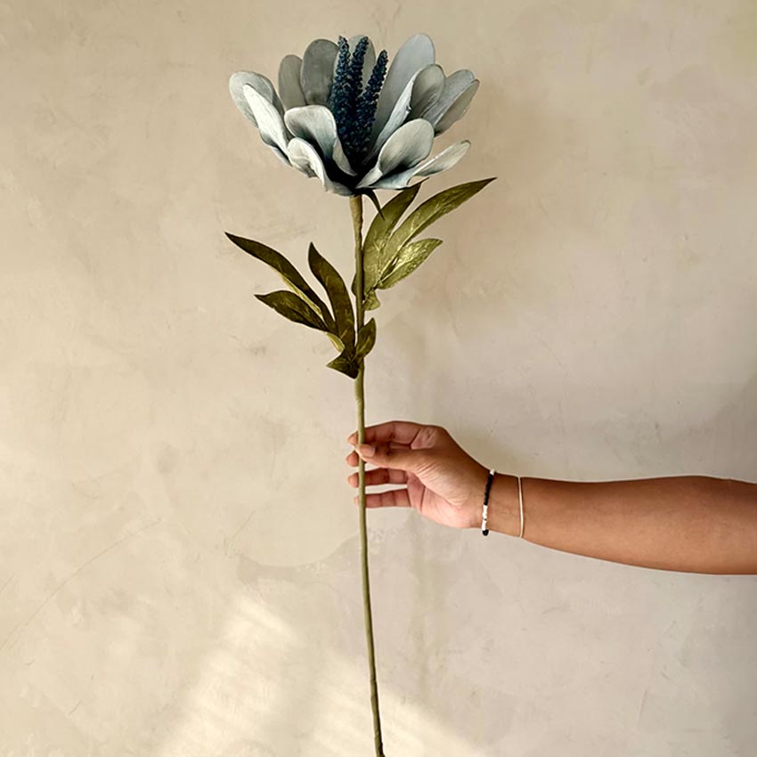 Serene Artificial Blue Lily Flower Stem Without Vase | 2.1 Feet