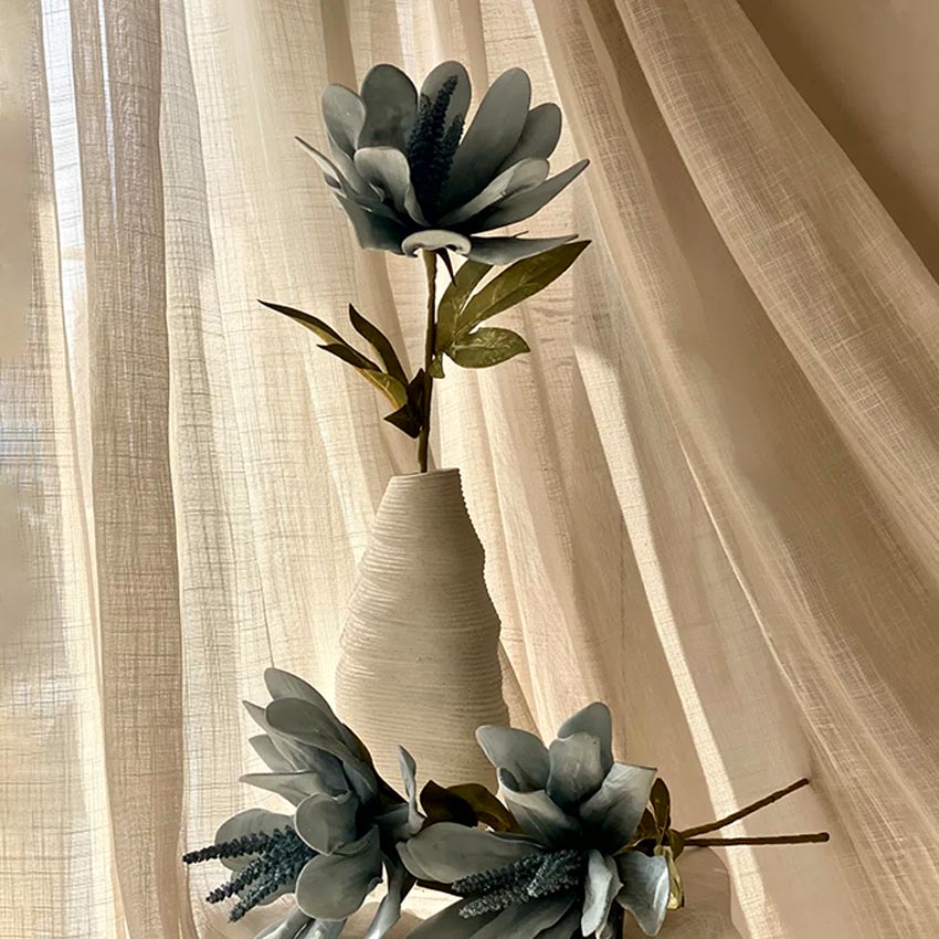 Serene Artificial Blue Lily Flower Stem Without Vase | 2.1 Feet