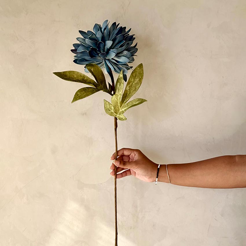 Striking Artificial Blue Dali Dahlia Stem Without Vase | 2.4 Feet
