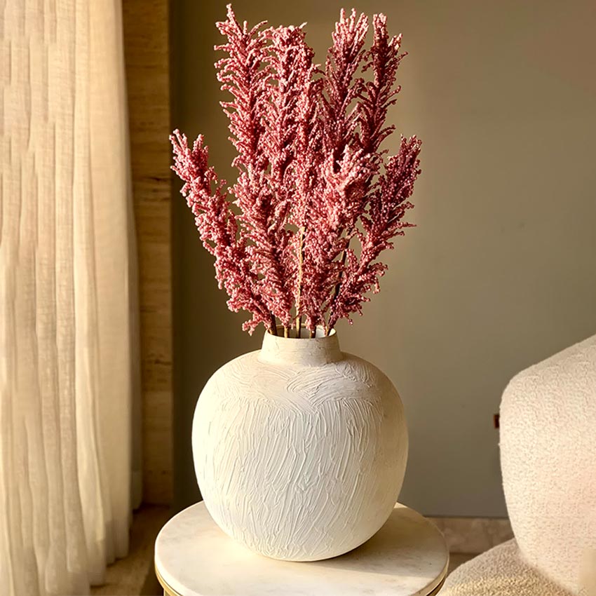 Graceful Artificial Pink Pampas Reed Stem Without Vase | 2.9 Feet